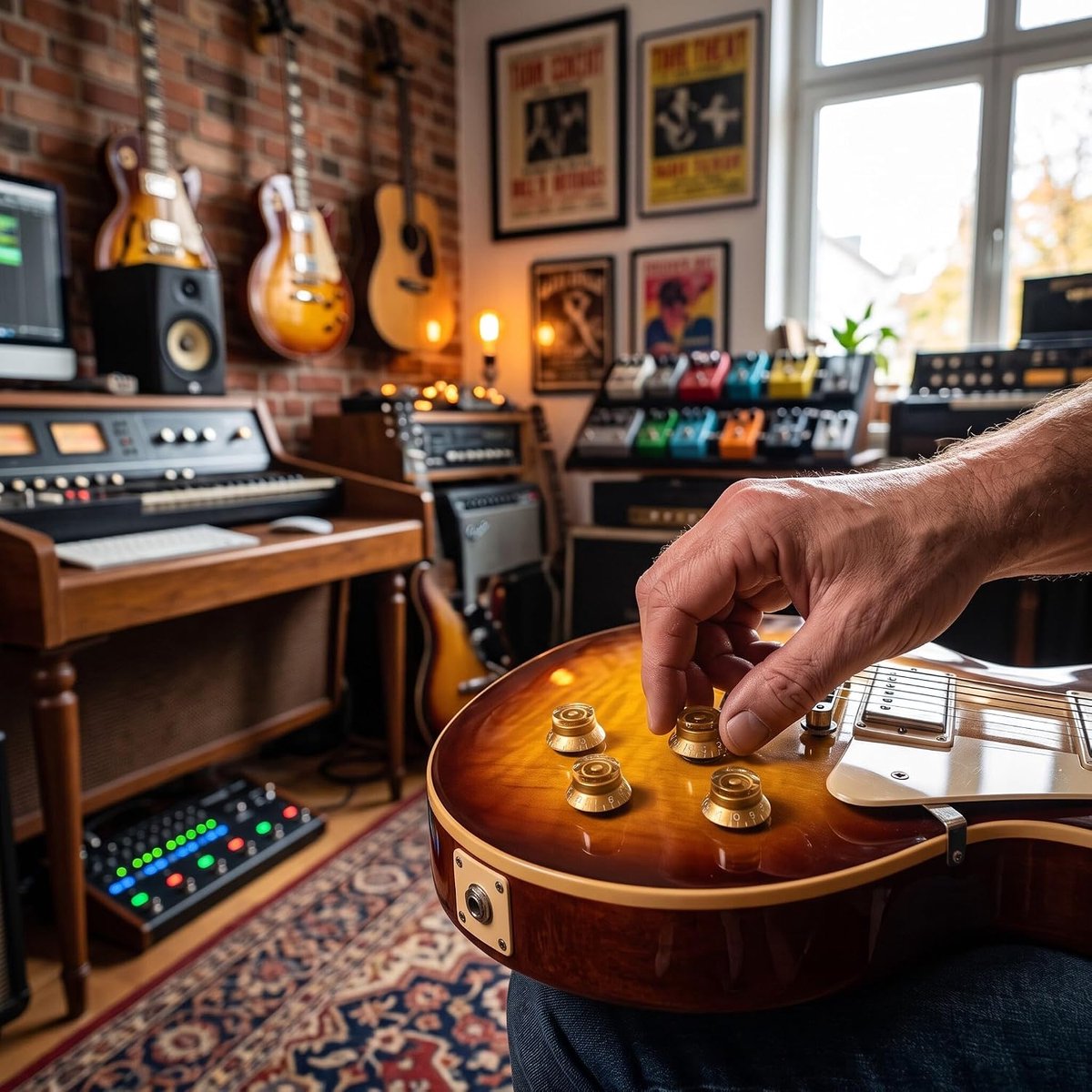 4 Stuks Gitaar Tone Knop Speed ​​Volume Tone Control Knoppen Gitaar Onderdelen Vervanging voor Les Paul Elektrische Gitaren(Goud wit)