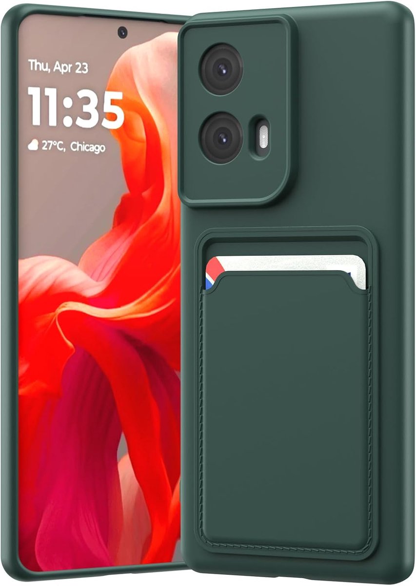 Hoes voor Motorola Moto G85 siliconen hoes met kaarthouder zachte TPU telefoonhoes voor mannen en vrouwen geschikt (groen)