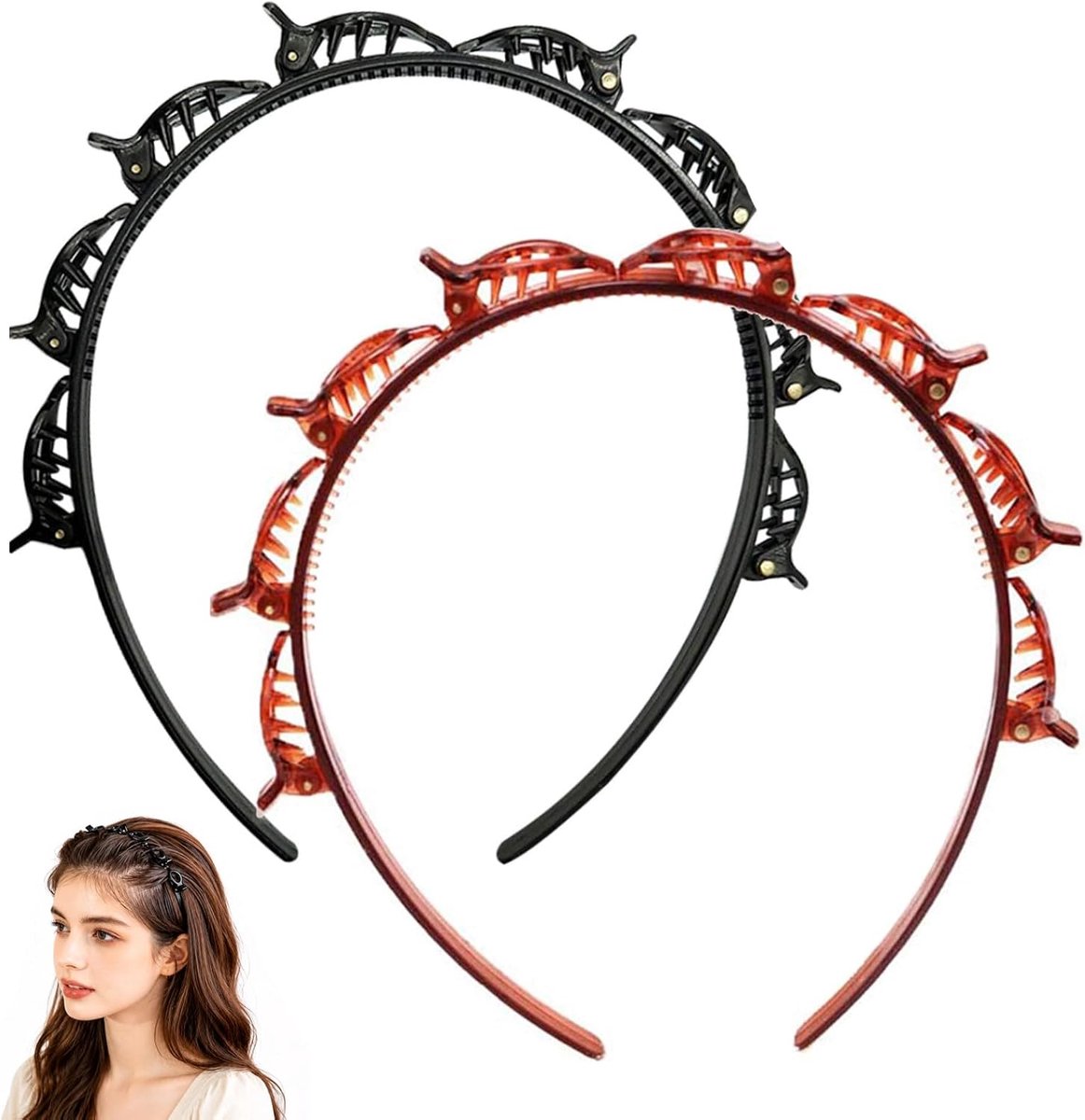 Haarband met haarspeld, 2 stuks, uniseks, haarband met clip