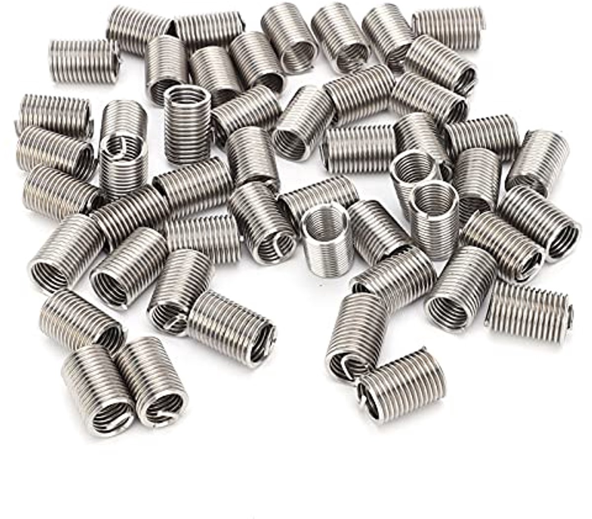 50 Stuks Draad Draad Inserts Draad Reparatie Mouw Kit M10 X 1.5 Stalen Schede Opgerolde Draad Helicoil Type Schroef voor Automotive Reparaties(2.5D)