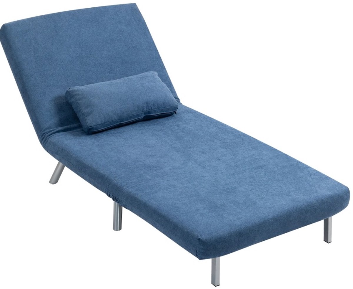 DESMIU Slaapfauteuil - 2-In-1 Fauteuil Met Bedfunctie En Vijf Standen - Voor Woonkamer Of Kantoor - Velvet - 80x75x83 Cm - Blauw