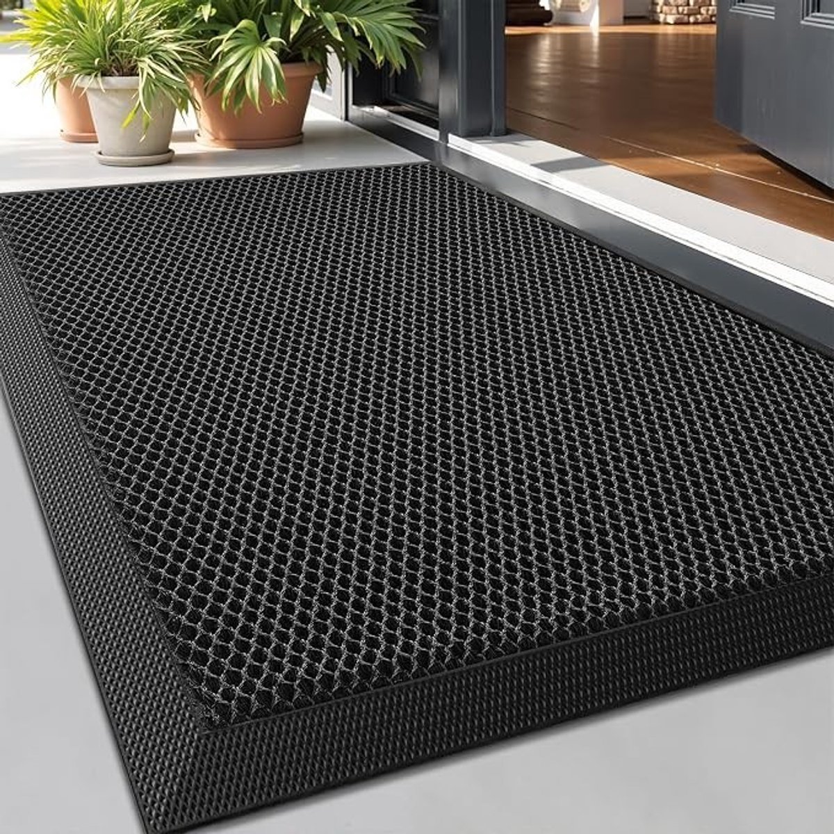 Livatto Buiten Deurmat 60x90 cm – Vuilvangmat met Antislip Rubberen Rug, Zwart