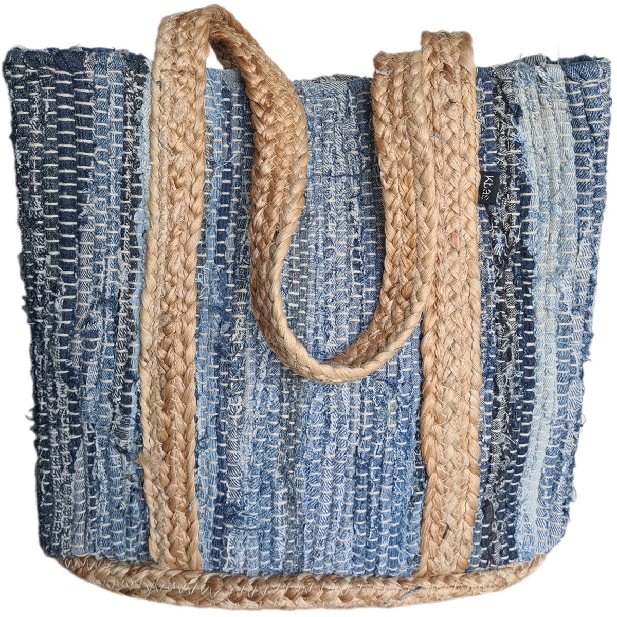 Kbas-Schouder tas-Shopper-Geweven-Jeans-Jute-Handmade in Spain-34cmx46cmx16cm-Light Jeans