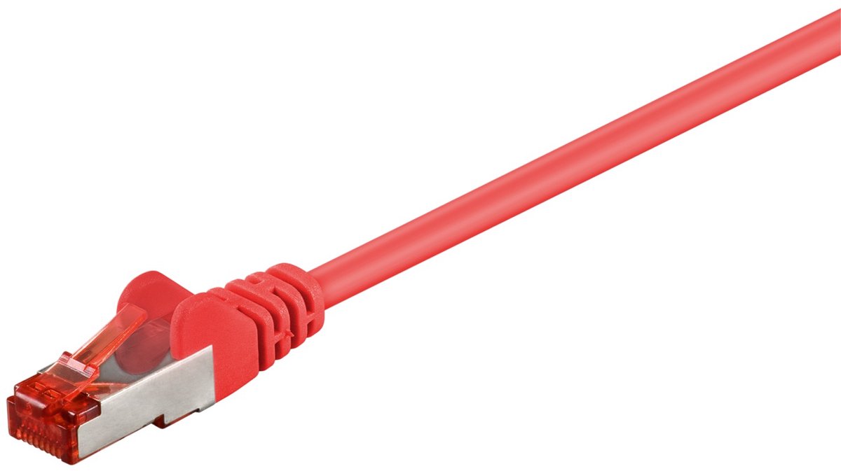 Goobay CAT 6 netwerkkabel, S/FTP, rood, 3 m, met koper beklede aluminium geleider (CCA)