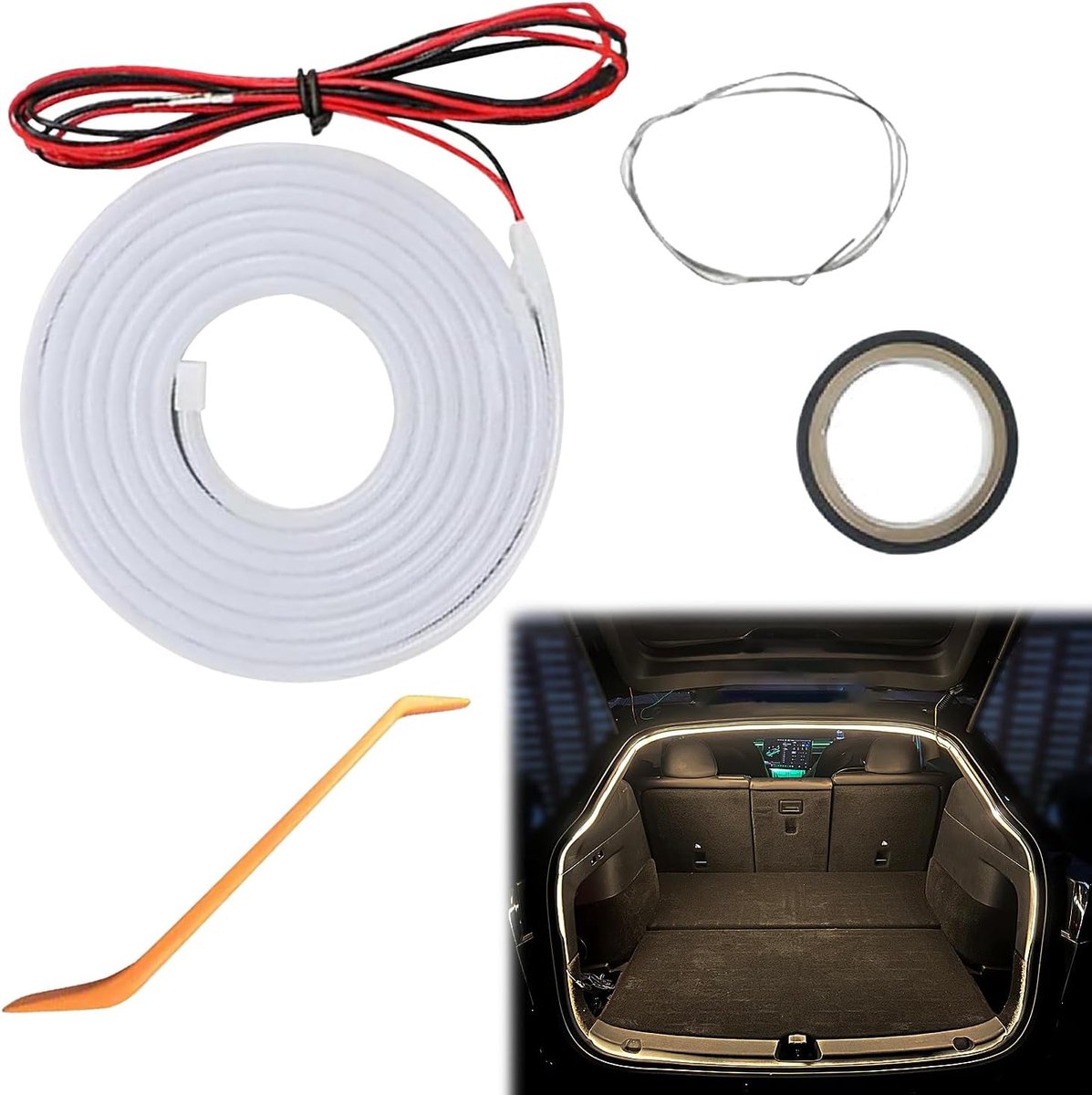Ledverlichting voor de kofferbak, 4 m, dynamische flowing auto trunk lichtstrip, lichtstrip voor de kofferbak, led-verlichting voor het auto-interieur, universele ledlampen voor het interieur van de