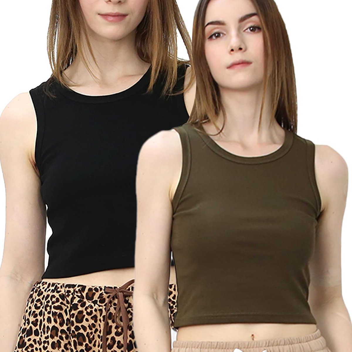tanktop voor dames, 2 stuks, basic sporttanktop, M-XL, voor dames en meisjes