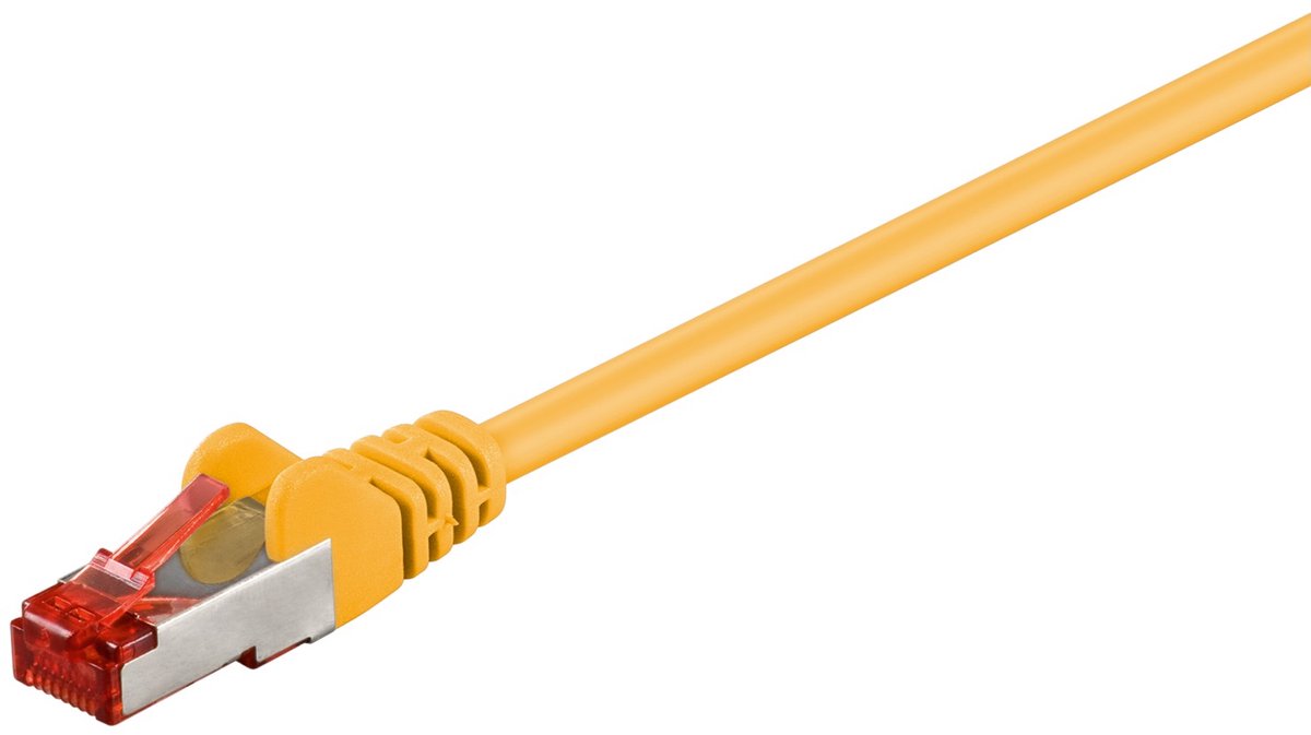 Goobay CAT 6 netwerkkabel, S/FTP, geel, 10 m, met koper beklede aluminium geleider (CCA)