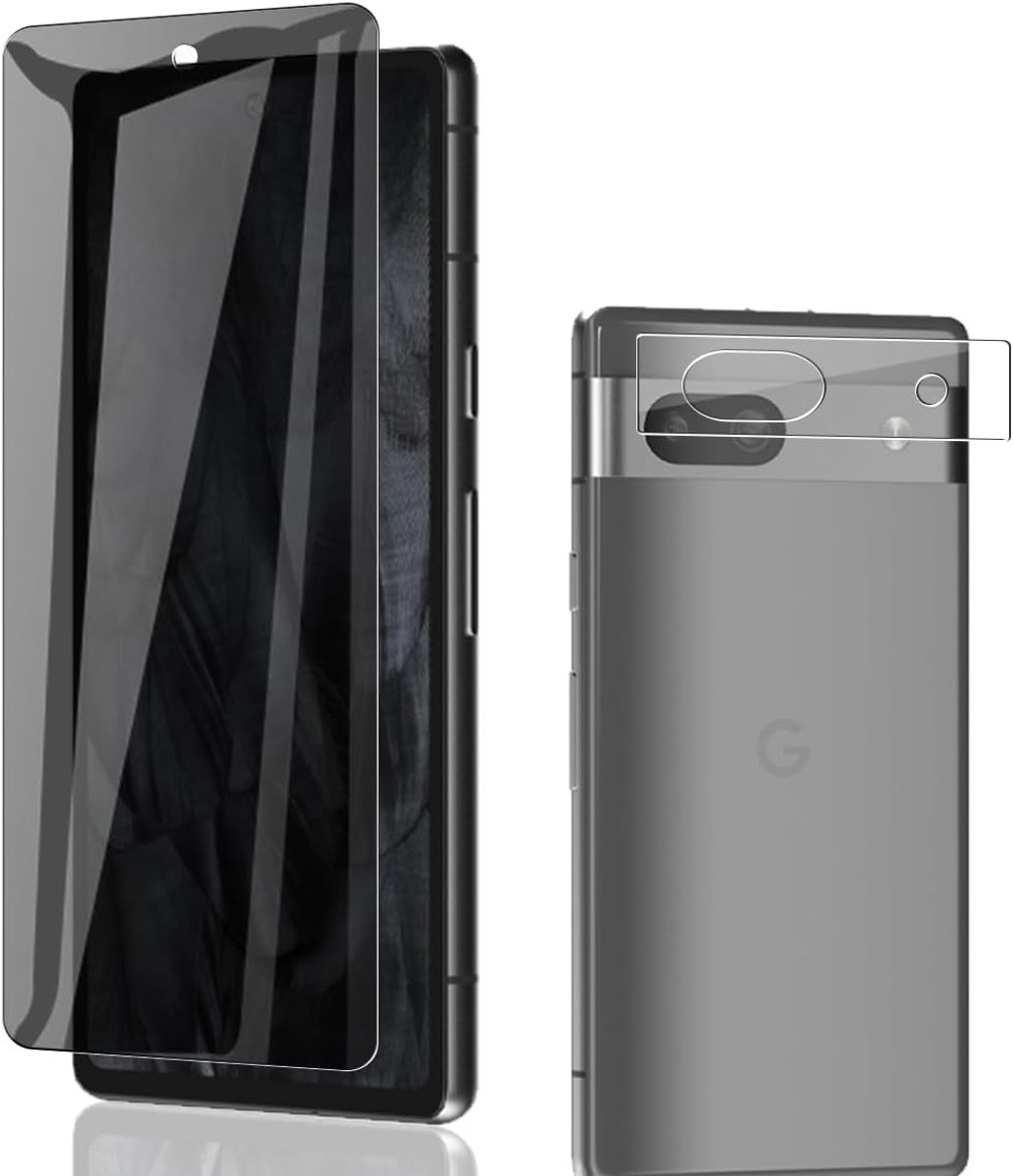 Displaybeschermfolie voor Google Pixel 7A, 1 stuks anti-spy gehard glas en 1 camera-glas, hardheid 9H, krasbestendig, anti-spy folie voor Google Pixel 7A, gehard glas
