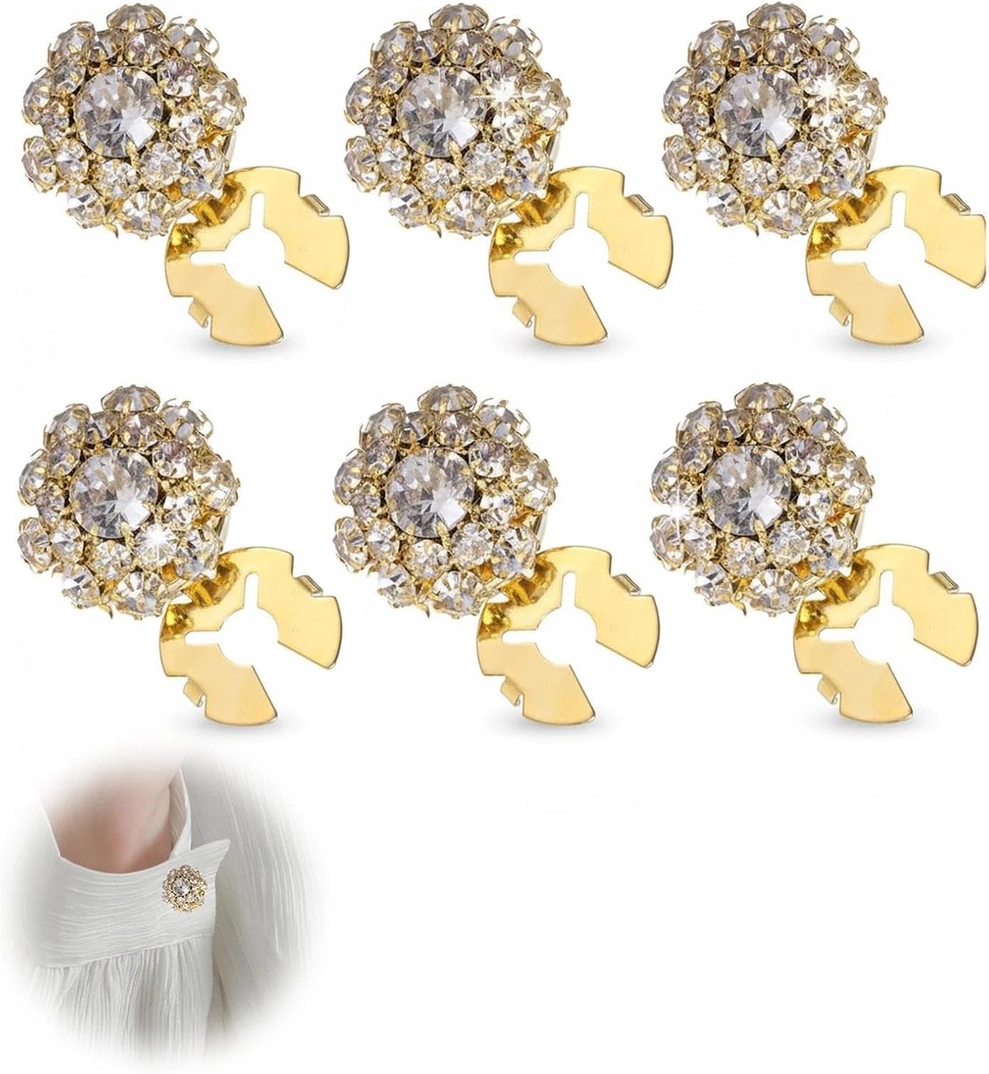 6 stuks strass knopafdekkingen, buttons voor dames, afneembare mouwknopafdekkingen, decoratieve knopversieringen voor pak, manchet, smoking, hemd, doe-het-zelf vakantiedecoratie