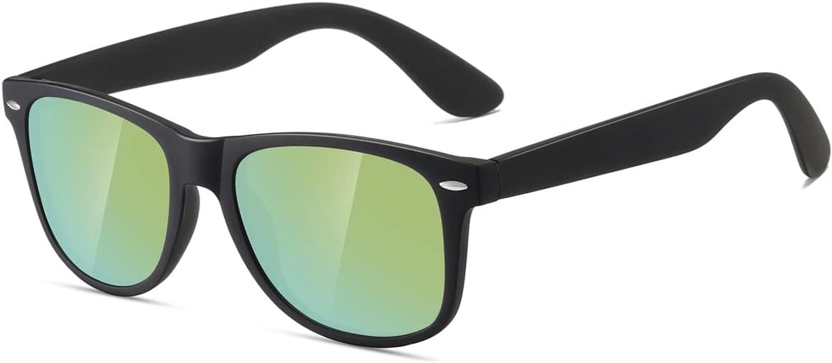 Kimorn Gepolariseerde Zonnebril Classic Unisex Hoorn Rimmed 80's Retor Eyewear AE0300 (Zwart & Goud, 52)