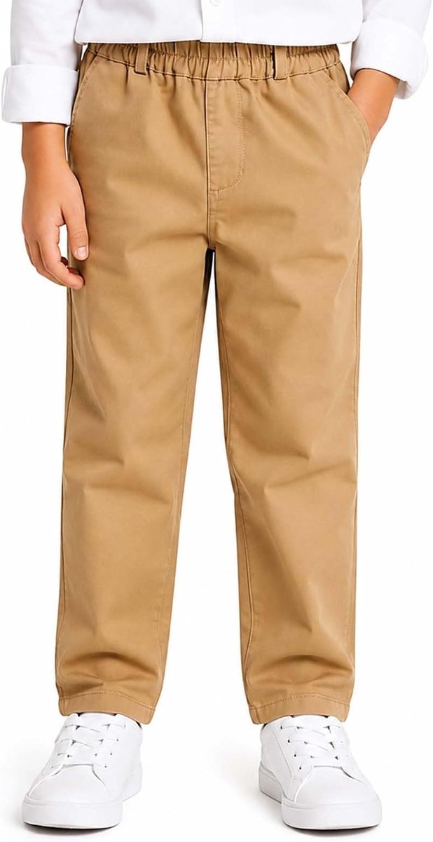 Schoolbroek Slim Fit - Uniformbroek met Elastische Taille, Katoenen Stretch Chino, voor School & Formeel Gebruik