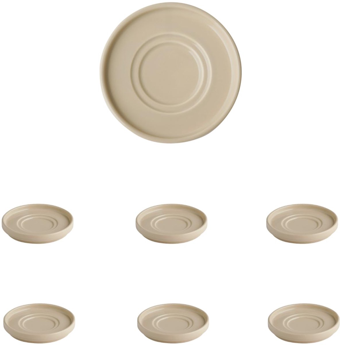 APS The Grid Schoteltjes - Luxe Koffie Onderzetters - Schotelset - Zand Beige - Stapelbaar - 12,5 cm (6 Stuks)