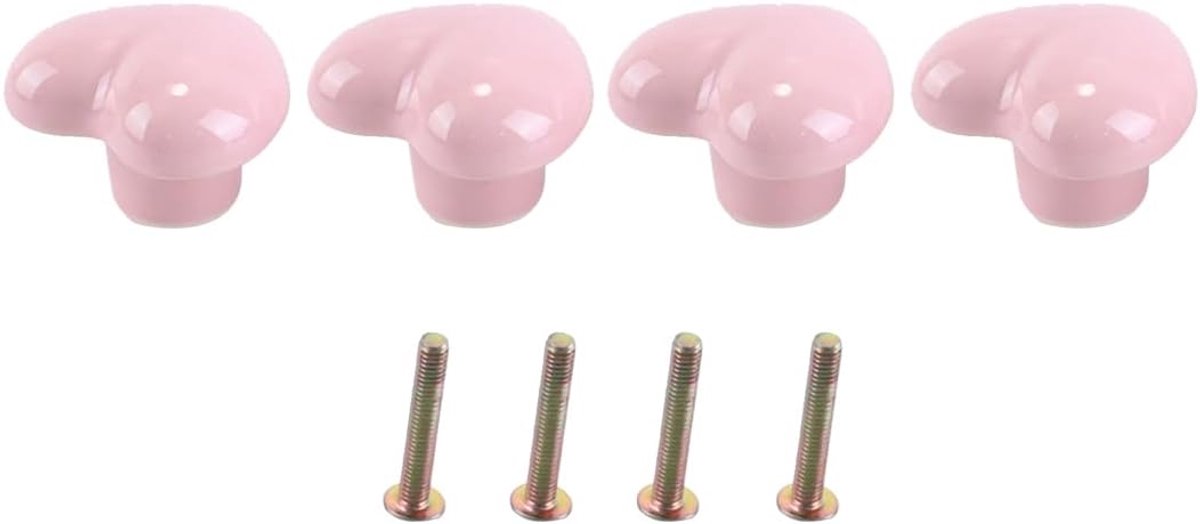 4 stuks schattige ladekastknoppen, keramische kastknoppen, liefdesvormige deurgreep voor kastlades, keukenkast (roze)