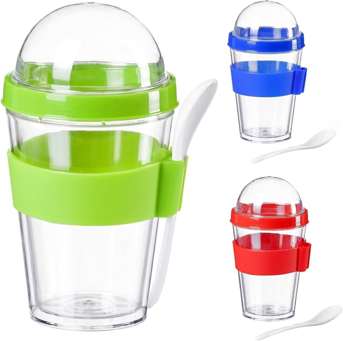 to Go Deluxe - Yoghurtbeker voor onderweg - Reislunchpot met lepel en geïsoleerd koelvak voor muesli, ontbijtgranen, pap en fruit (Groen (zonder koelvak))