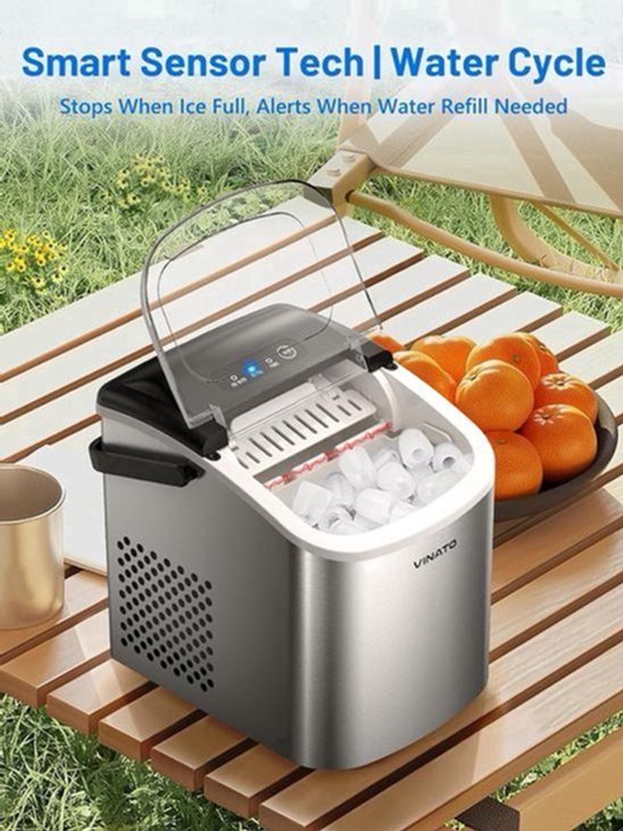 IJsmachine – Kleine IJsmachine – IJsblokjesmachine – IJsmaker – IJsmachine Voor Thuis – Supersnel 9 IJsklontjes in 6-8 Minuten – Draagbaar Compact 12 kg IJs Per 24 Uur