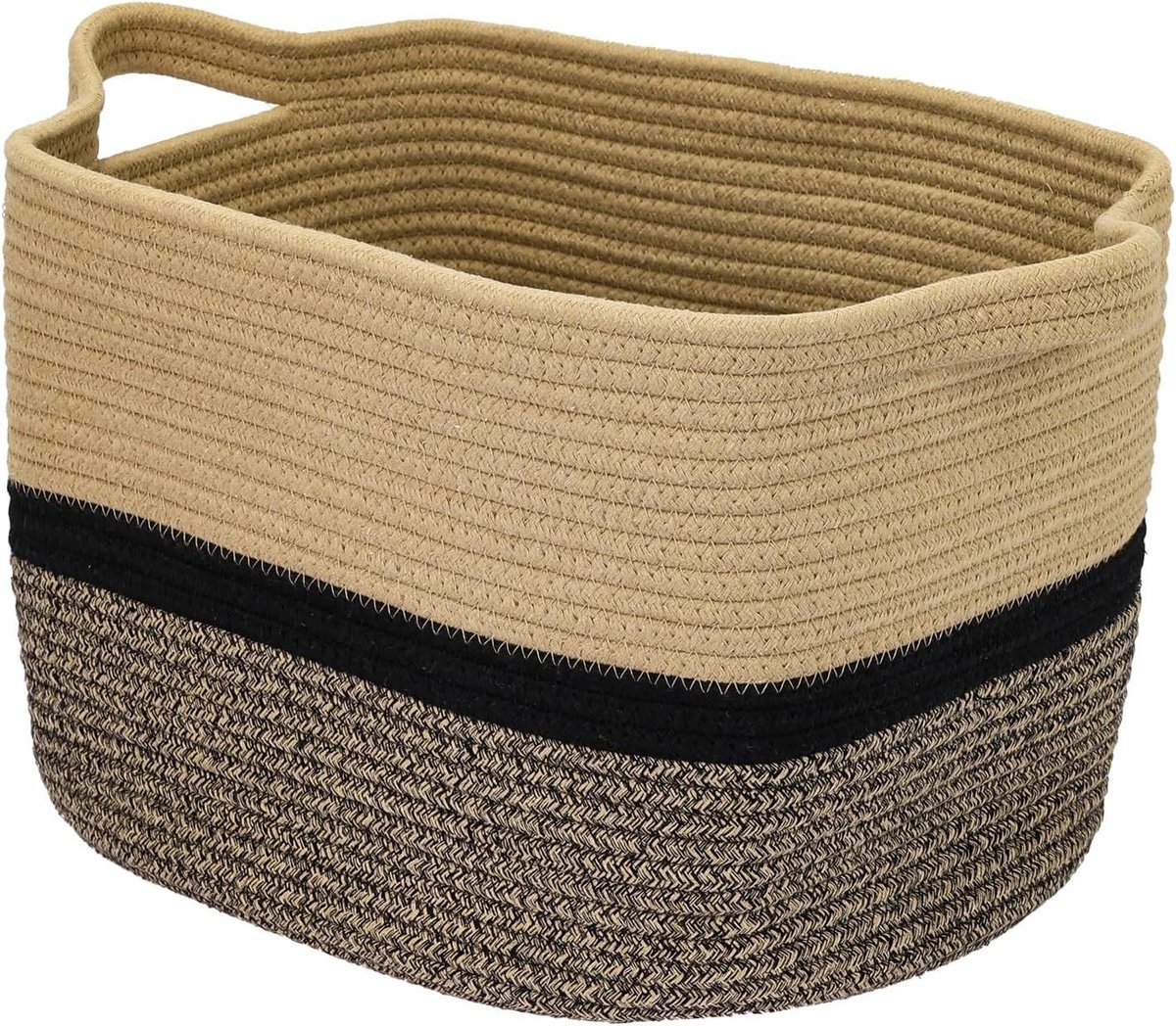 Opbergmand met Verlengde Handvatten van Katoen, 36 x 30 x 25 cm, Ideaal voor Organisatie en Decoratie in Huis