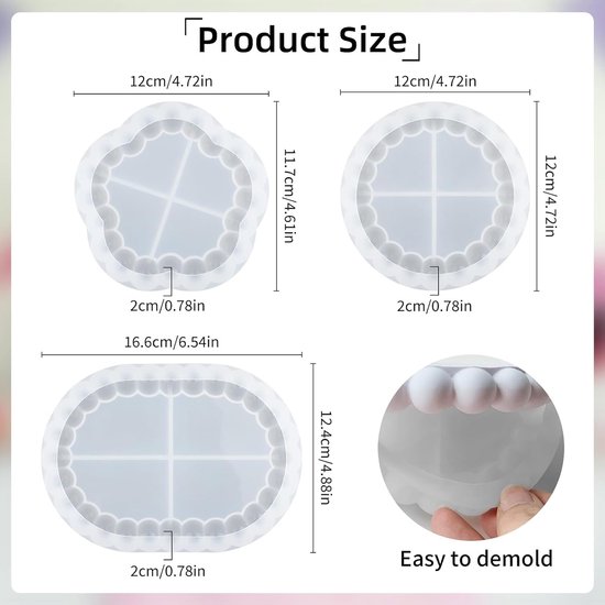 Mallen epoxyhars siliconen mallen bubble coaster mallen inclusief hart wolk boog vorm epoxyhars gietmallen voor asbakken bloemen conservering DIY maken kunst kaarsen insect specimen — afbeelding 2