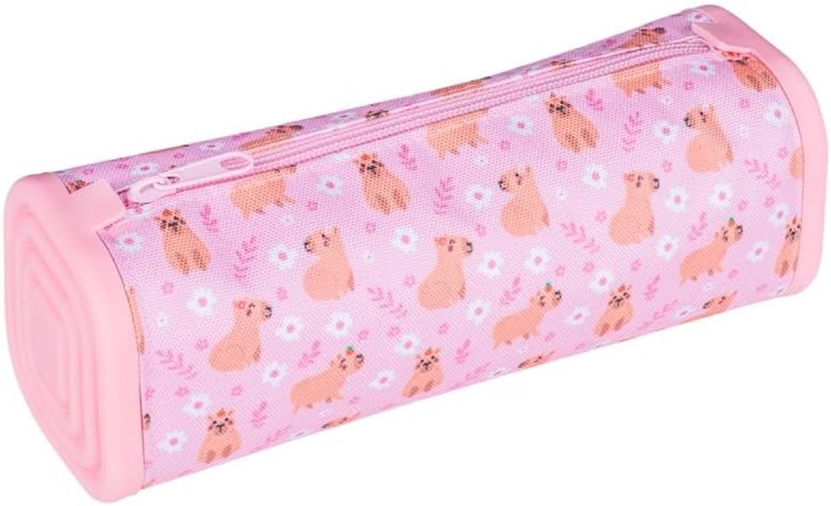 Etui/Vierkant/Met print/21 x 7,2 x 7,2 cm/Capibara/Roze