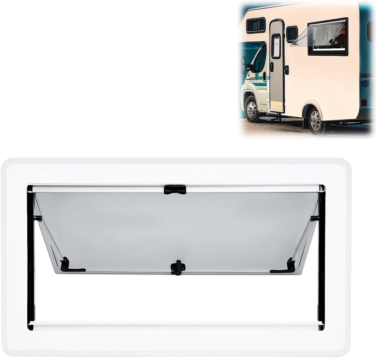Camperraam met insectennet, 93 x 53 cm, camperraam extern push caravan raam upgraded camperraam 70° max uitzetvenster caravan raam voor camper aanhanger