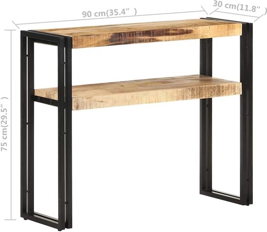 Console Mango 90x30x75 cm, wandtafel met planken — afbeelding 2
