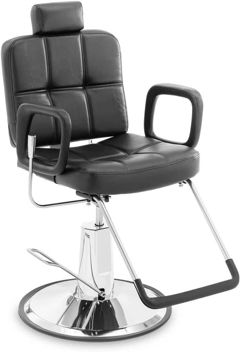 Physa Keswick Black Kappersstoel, hoofd- en voetensteun, 52-64 cm, 150 kg, zwart, in hoogte verstelbaar, bedienstoel