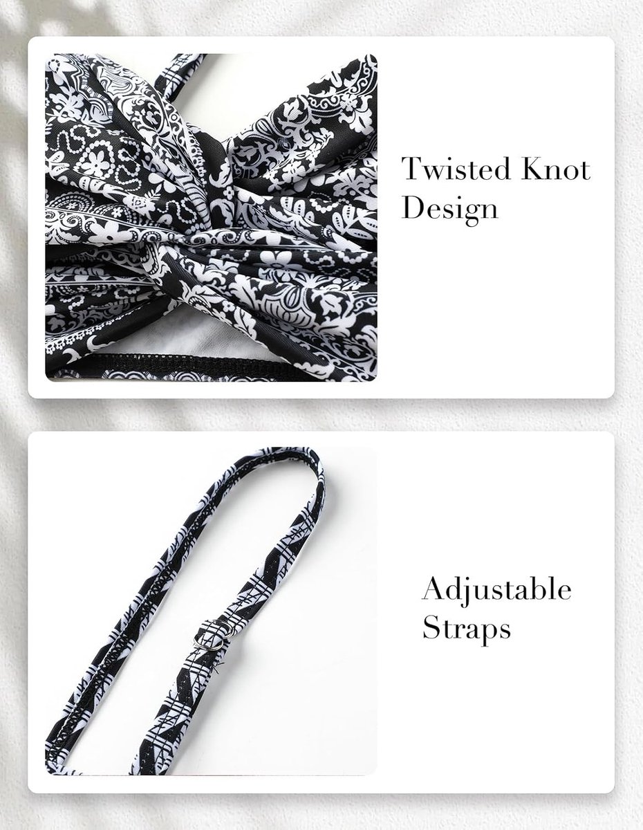 Bikiniset voor dames, 2-delig, verkrijgbaar in grote maten, met gedraaide voorkant, hoge taille, gewatteerd, badkleding, zwemkleding