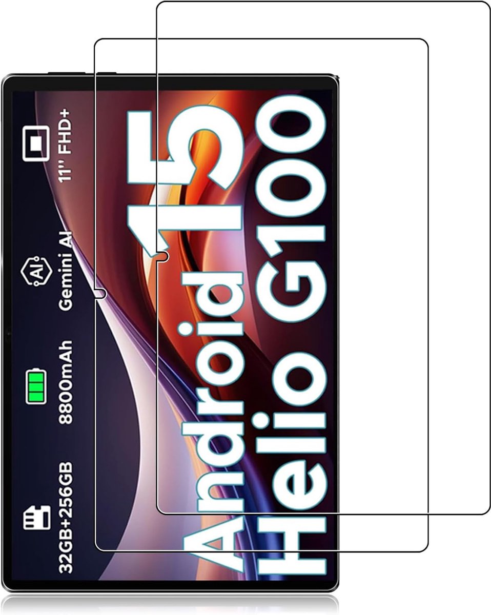 screenprotector voor Doogee Tab E3 tablet van 11 inch, luchtbelvrij, HD-helder, ultra bestendig, krasbescherming, 2 stuks