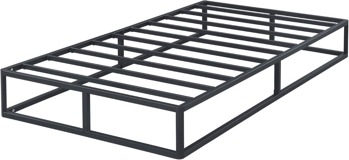 sleep Modern metalen bedframe van metaal, metalen bedframe, stalen lattenbodem, matrasframe, geen boxspring nodig, 100 x 200 cm, Twin XL, zwart, 22 cm