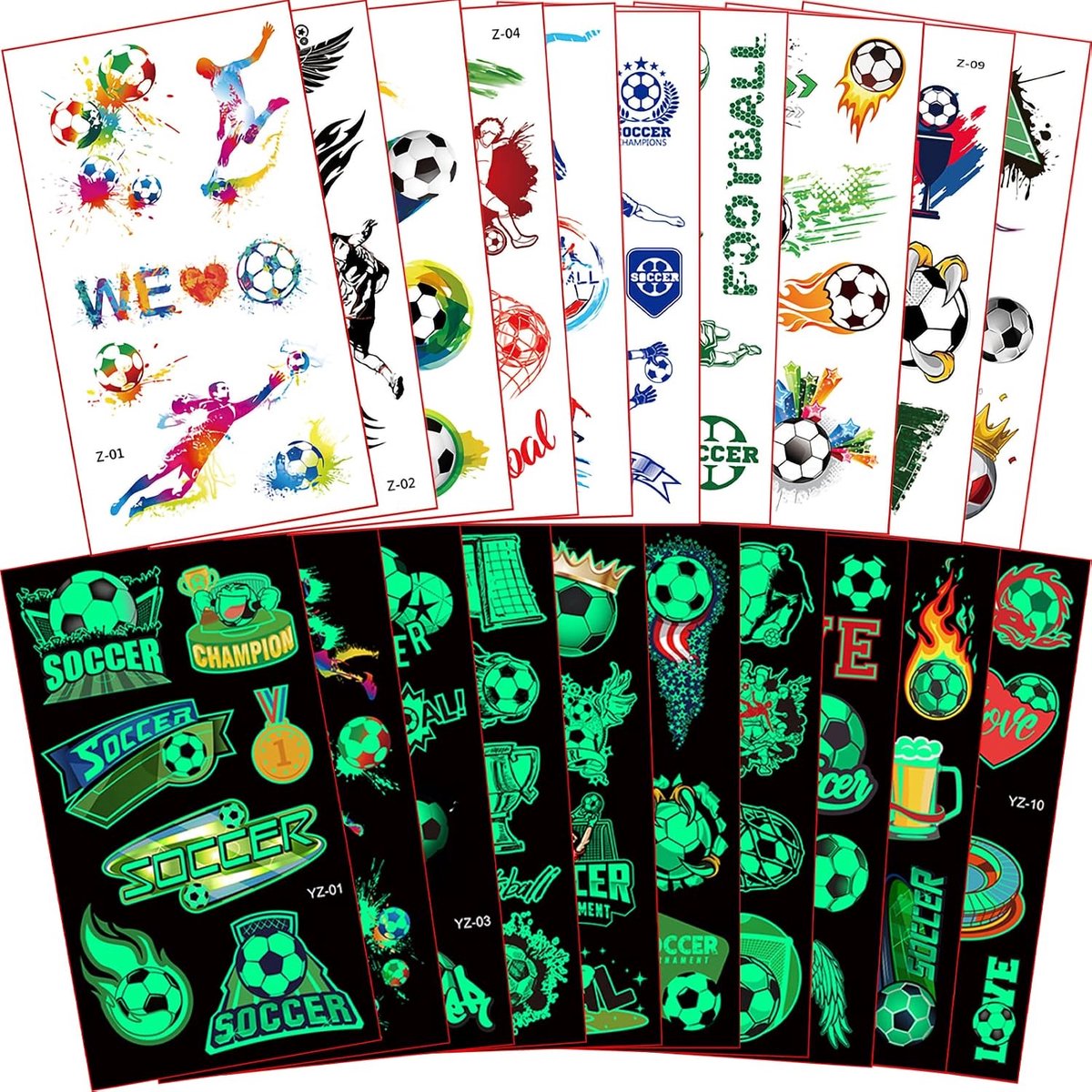 Tijdelijke tatoeages voor kinderen, 20 vellen, voor verjaardag, voetbal en feest