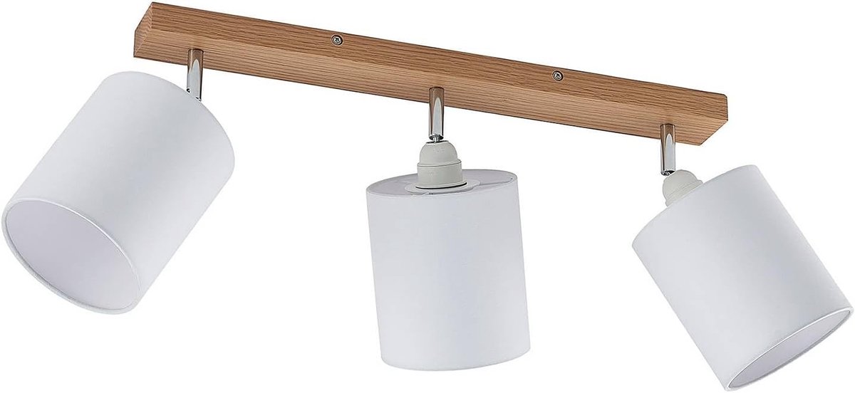 Imarin-spot dimbaar (Scandinavisch) in houtbruin e. a. voor woonkamer en eetkamer (met 3 lampen, E27), inbouwlamp, plafondlamp, wandlamp