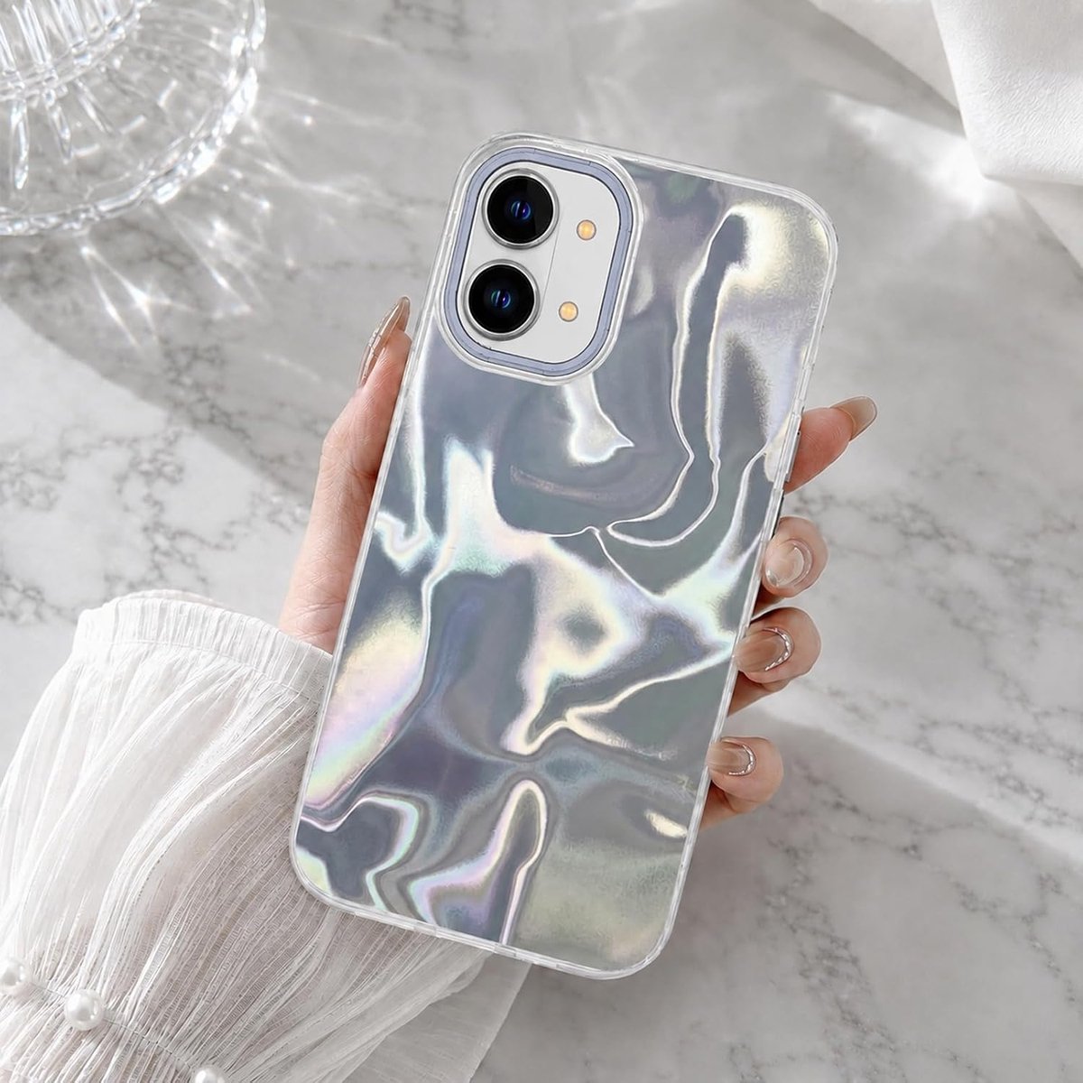 Telefoonhoesje voor Xiaomi POCO X8 Pro Max/Redmi Turbo 5 Max 5G,Glitter Glanzende Watergolf Hoes Dunne TPU Bumper Harde PC Cover Camera Bescherming Schokbestendige Beschermhoes-Zilver1