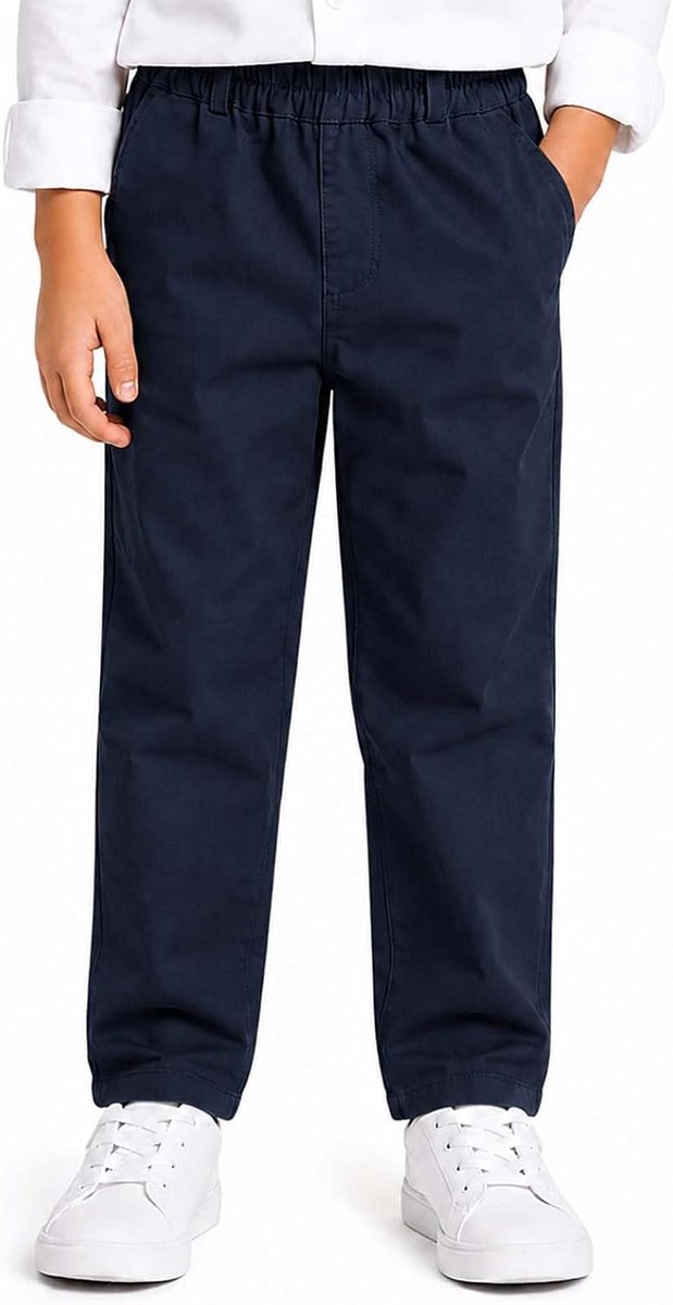 Schoolbroek Slim Fit - Uniformbroek met Elastische Taille, Katoenen Stretch Chino, voor School & Formeel Gebruik