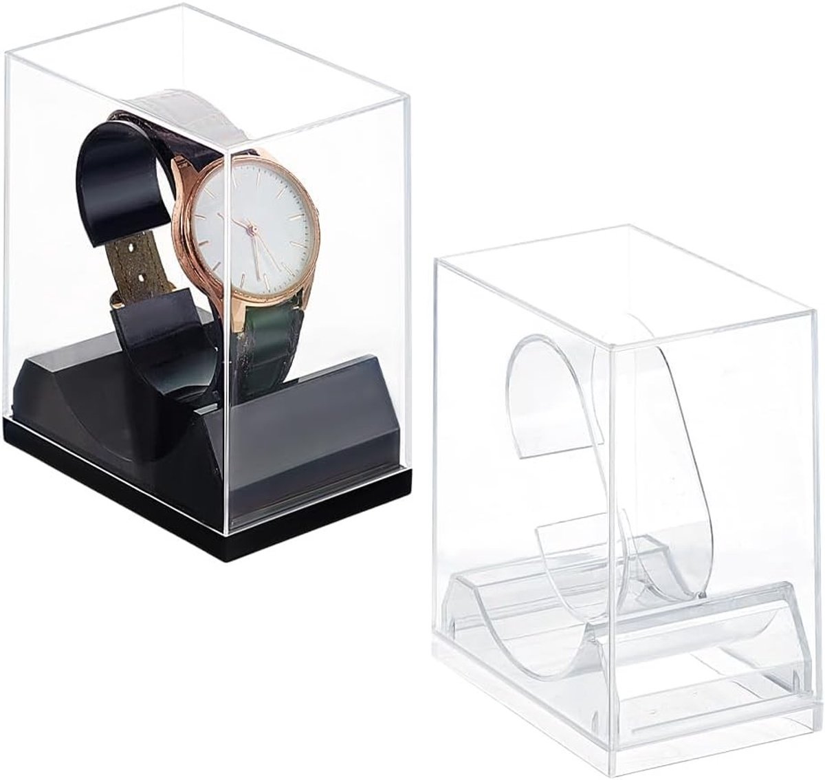 2 Stuks Enkele Horloge Display Box - Duidelijke Acryl Horloge Case voor Individuele Horloges, Organizer en Stand voor Verzamelobjecten en Opslag voor Vaderdag