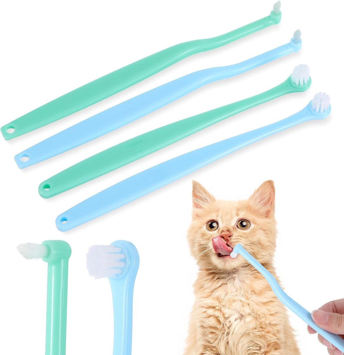 Zachte tandenborstels voor katten en honden - 4-delige set voor optimale mondverzorging en tandheelkundige zorg voor huisdieren