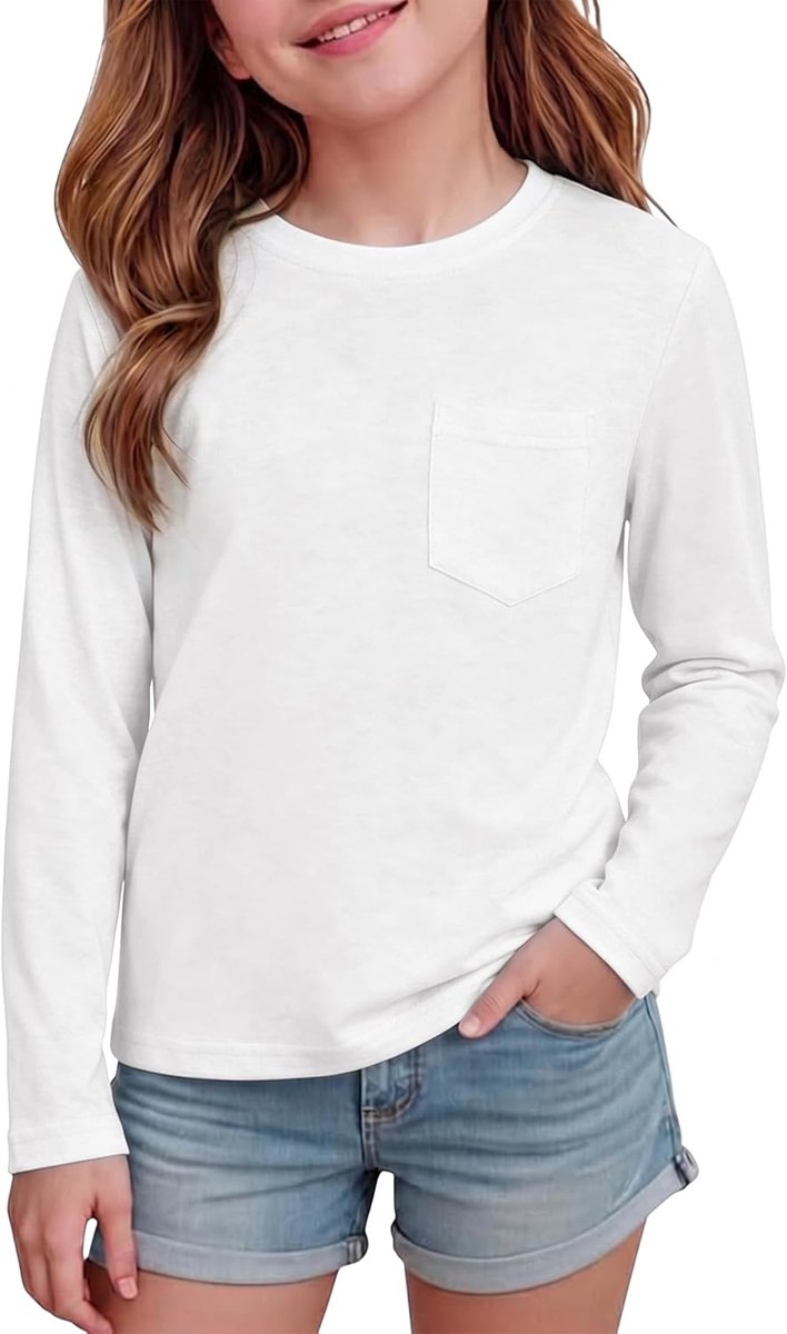 Tops Lange Mouw Effen Basic Tees Kinderen T-shirts Ronde Hals