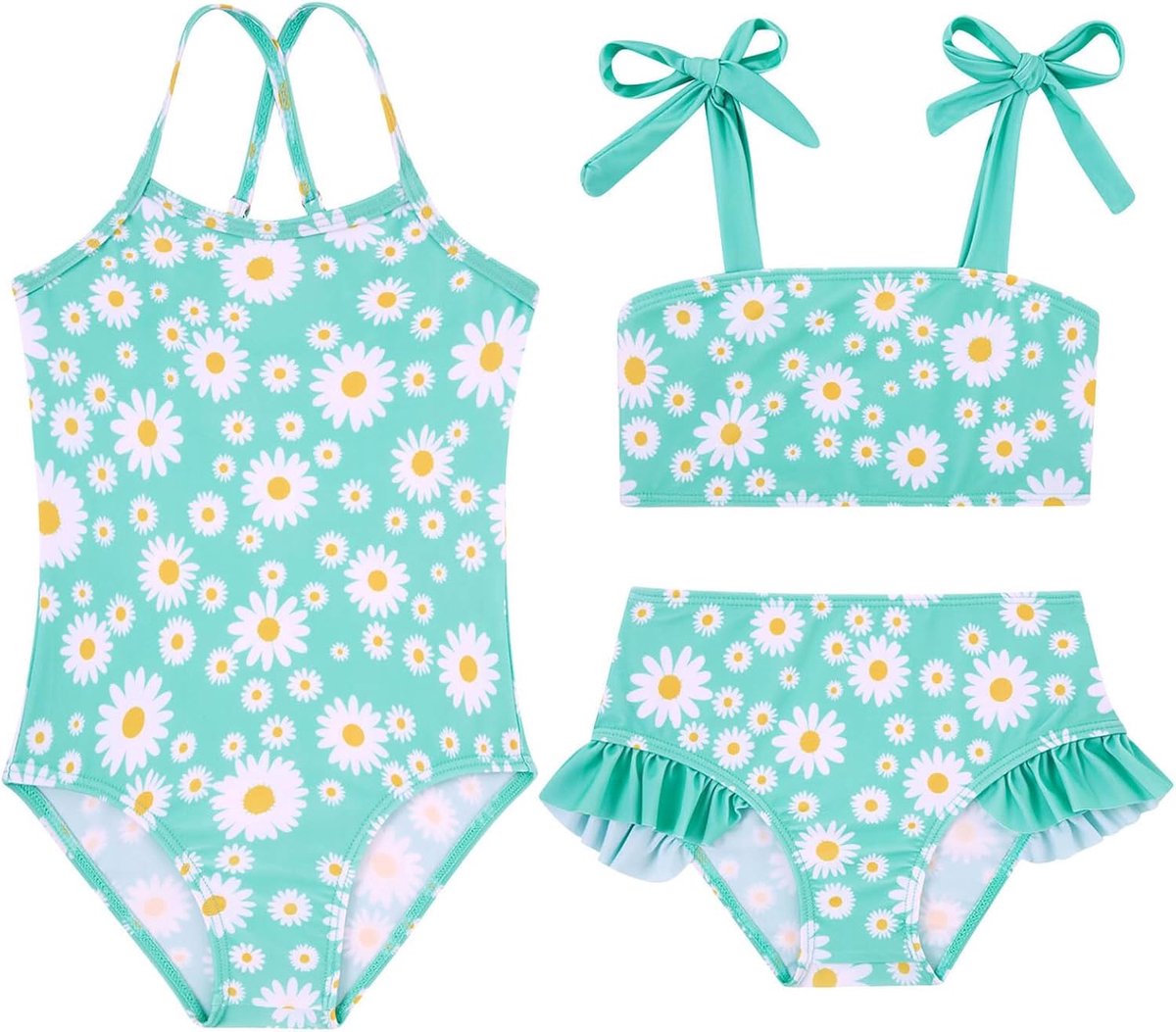 Badpak voor meisjes, eendelig badpak, bikiniset, twee sets badmode, zwemkostuum, strandbadpak voor kinderen van 2-7 jaar