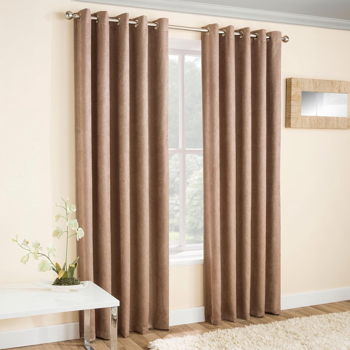 Living Vogue Latte Natural 46 x 72 inch (117 x 183 cm) oogje thermische geluidsreducerende dimgordijnen voor slaapkamer en woonkamer