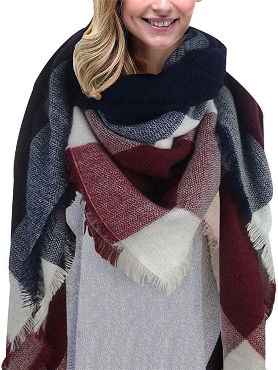 heekpek Vrouwen geruite sjaal hals warme grote Tartan Wrap stola kwastje Pashmina sjaal