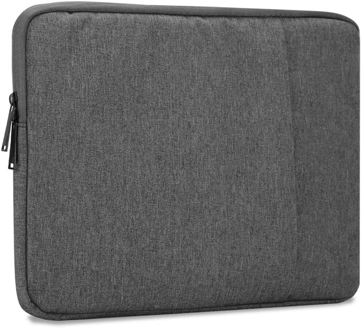 Laptop/Tablet Bescherming Tas 14 inch in DONKER GRIJS - Notebook computertas gemaakt van stof met fluwelen voering en compartiment met anti-kras rits