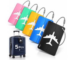 BOTC Kofferlabels - Aluminium Bagagelabel - 5 stuks Kofferlabel - Reisaccessoire - Naamlabel - NEO