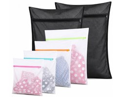 Kaiyaya - waszakken set 6 stuks - beschermt kleding en voorkomt slijtage - fijnmazig mesh met rits - voor wasmachine, BH en lingerie - meerkleurig en zwart