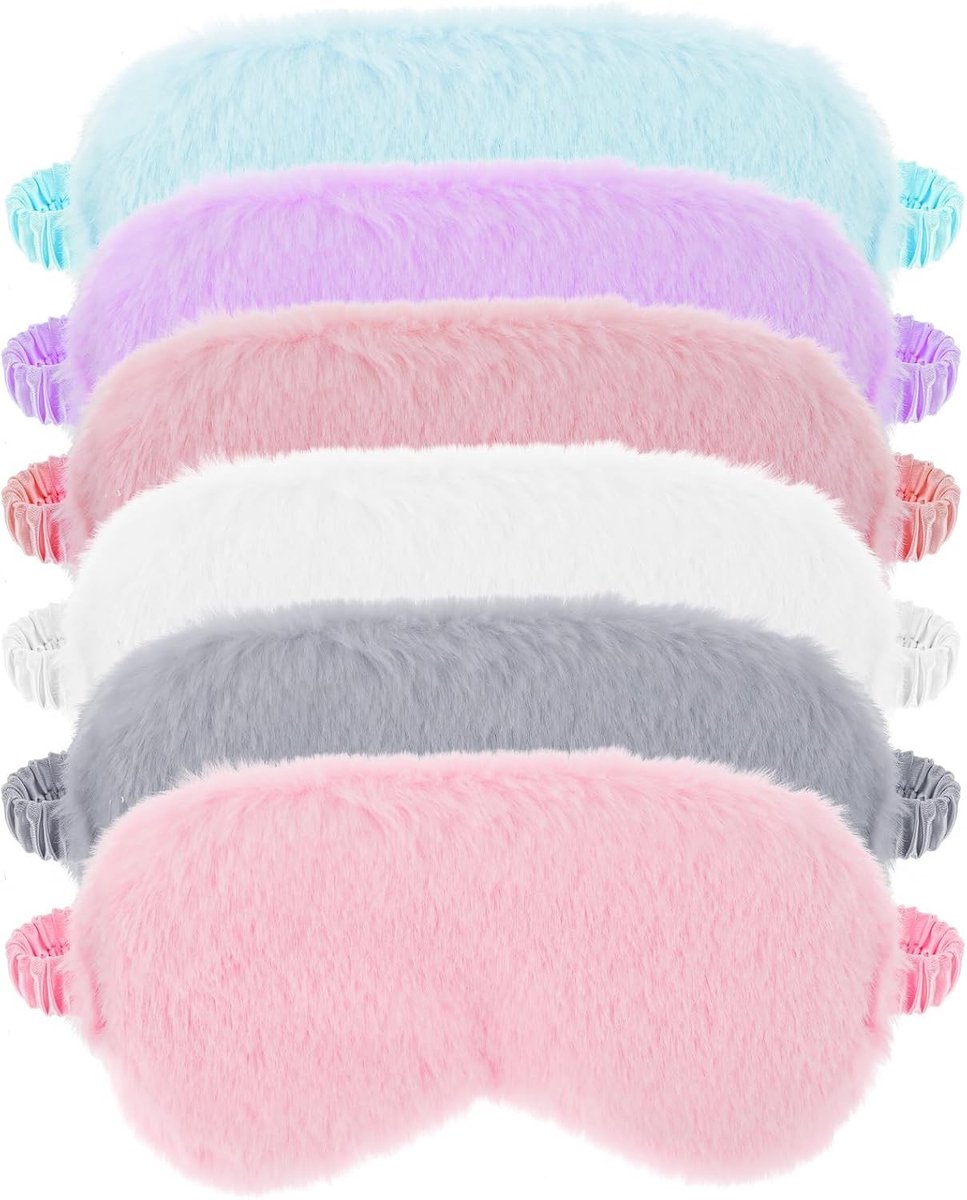 Zachte Fluffy Satin Oogmaskers voor Slaap - Comfortabele Oogbedekking voor Naps, Reis en Ontspanning - Perfect Cadeau voor Vrouwen en Mannen (6 Kleuren)