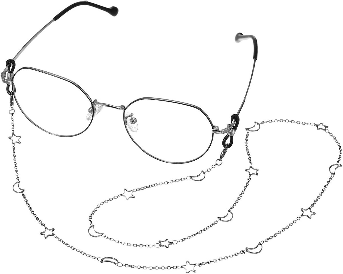 Stijlvolle brillenketting met sterren en manen voor dames en heren - Anti-val brillenbanden voor zonnebrillen en monturen in zwart