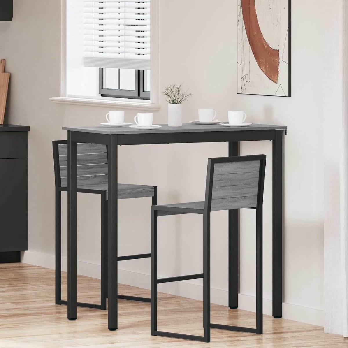 Houten eettafel met metalen poten - rechthoekige tafel voor keuken en eetkamer - 1 stuk moderne tafel voor maaltijden en bijeenkomsten