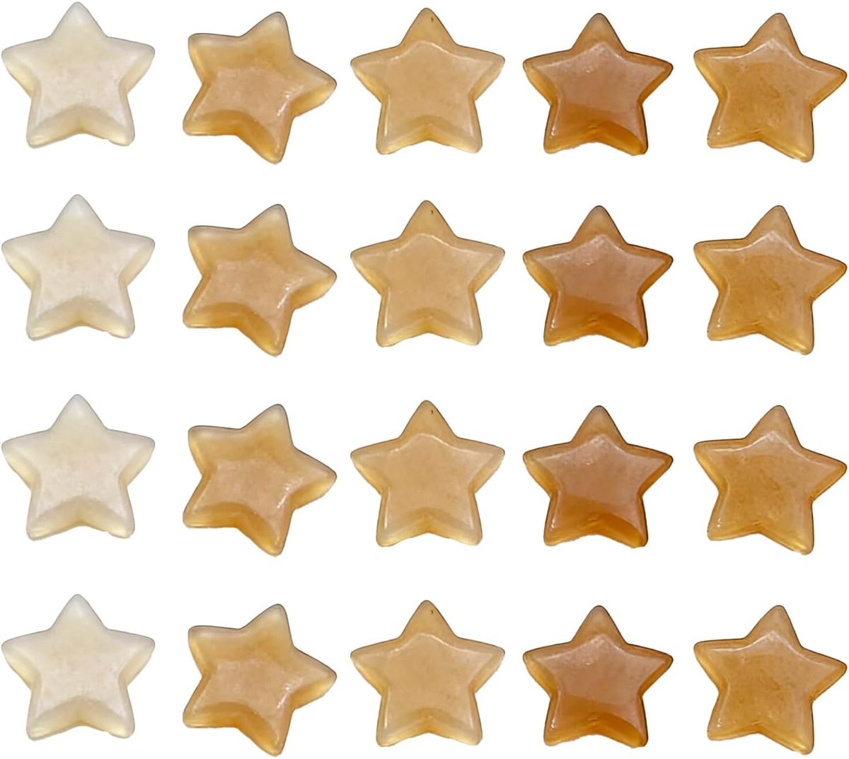 Kristallen stenenset, 20 stuks natuurlijke sterren edelstenen, gepolijste stenen, geluksstenen, decoratieve stenen voor decoratie en Reiki-genezing (kleurverloop geel)