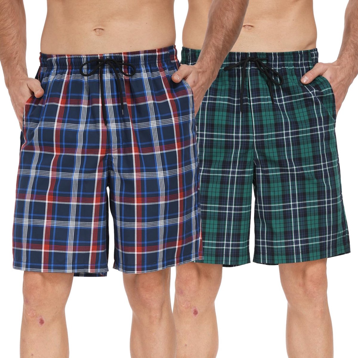 2-pack pyjamabroek korte katoenen slaapshorts geruit pyjamabroek vrijetijdsbroek voor mannen loungewear korte nachtkleding shorty loungewear zomer met zakken