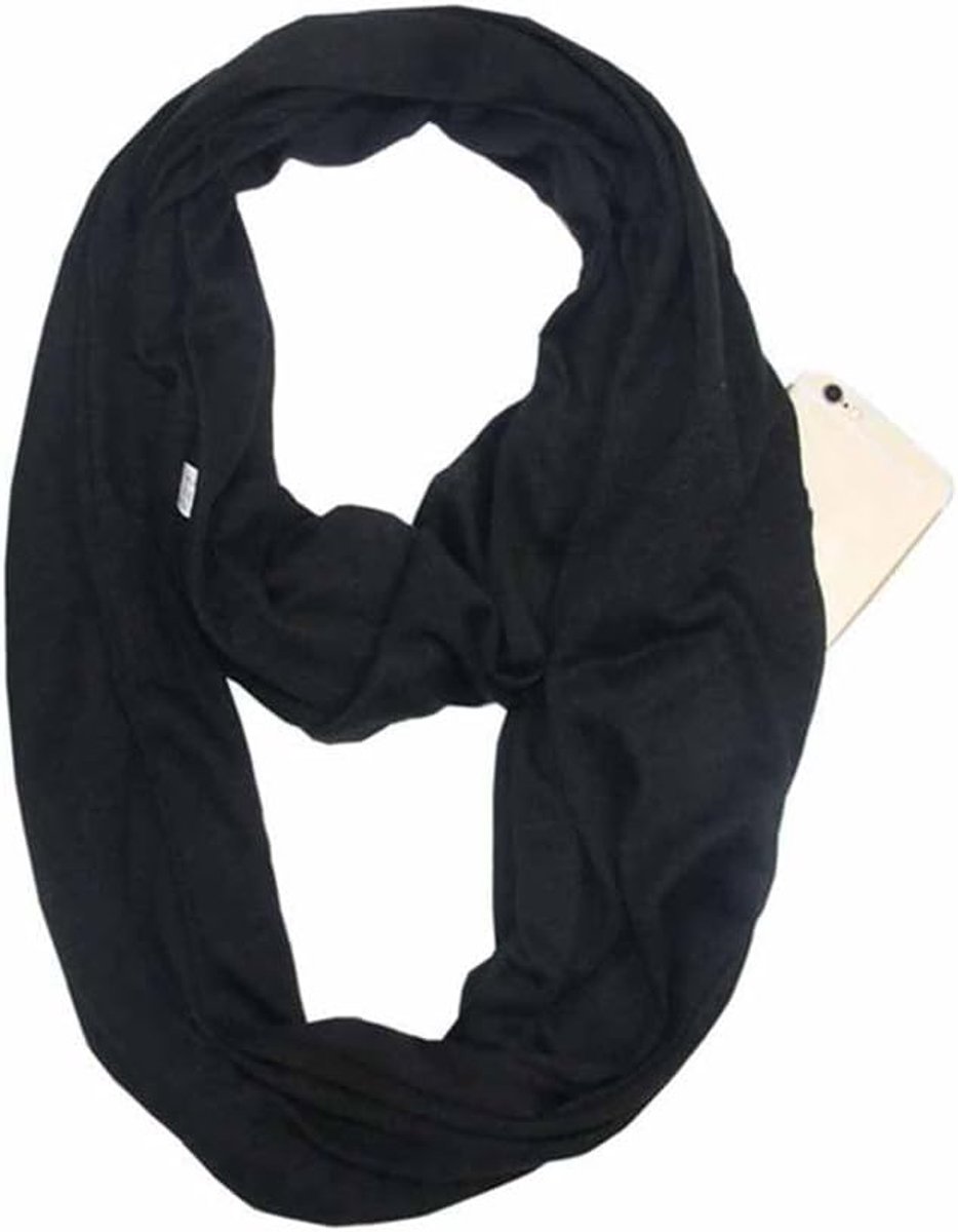 eenkleurige sjaal met verborgen ritssluiting, lichte reissjaal, Infinity, cirkelsjaal, katoen, bandana's, zachte colsjaal voor dames en meisjes
