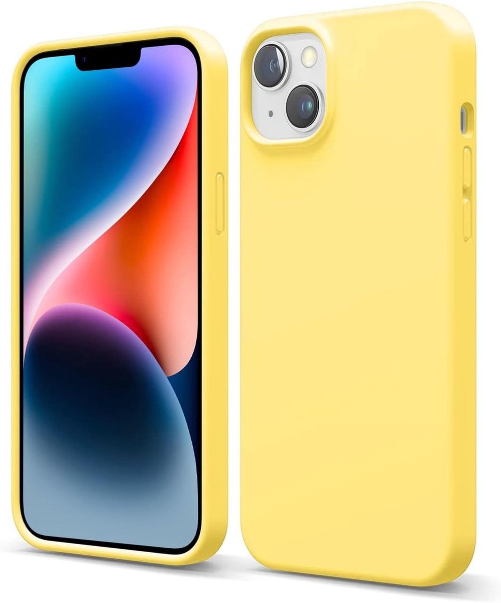 Hoes voor mobiele telefoon voor Apple iPhone 15 hoes, siliconen gel [zachte voering] beschermhoes voor iPhone 15 case schokbestendig, geel