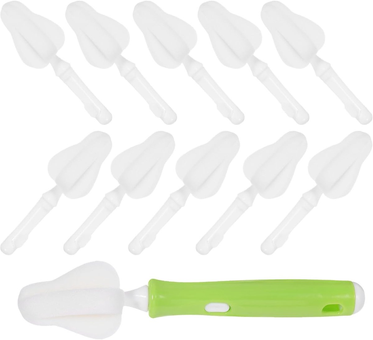 10 Stuks Zachte Spons Reinigingsborstel Navullingen voor Babyflesnippels Afneembaar Geschikt voor Nauwkeurige Reiniging van Speentjes Flessennauweingen voor Babyflessen Onderhoud