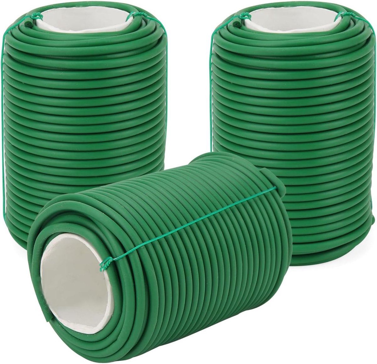Tuindraad ommanteld 3,5 mm x 20 m, flexibele binddraad groen gegummieerd ommanteld, plantendraad zacht plantbinder gummi hekdraad voor tomatenplanten